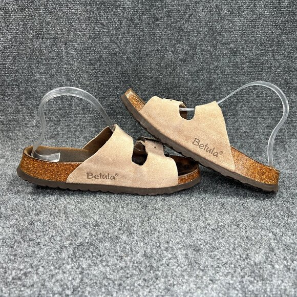 Betula Arizona Sandals‎ Women's Size 8.5 Tan Suede Buckle Strap Slide Flip Flops - Picture 7 of 12